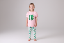 Load image into Gallery viewer, Pink clover glitter pants set
