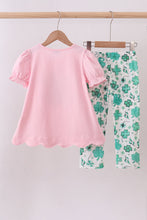 Load image into Gallery viewer, Pink clover glitter pants set
