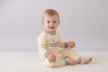 Load image into Gallery viewer, Beige construction embroidery romper
