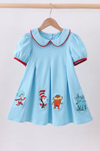 Load image into Gallery viewer, Blue character embroidery dress
