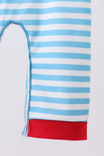 Load image into Gallery viewer, Blue character embroidery stripe romper
