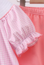 Load image into Gallery viewer, Pink bunny embroidery ruffle shorts set

