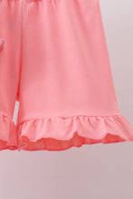Load image into Gallery viewer, Pink bunny embroidery ruffle shorts set
