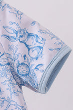 Load image into Gallery viewer, Blue bunny egg bamboo romper
