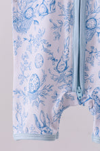 Load image into Gallery viewer, Blue bunny egg bamboo romper
