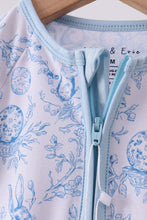Load image into Gallery viewer, Blue bunny egg bamboo romper
