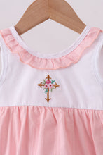 Load image into Gallery viewer, Pink cross jacquard embroidery ruffle bubble
