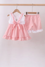 Load image into Gallery viewer, Pink cross jacquard embroidery shorts set
