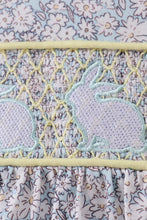 Load image into Gallery viewer, Floral bunny smocked dress
