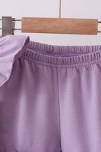 Load image into Gallery viewer, Purple floral smocked ruffle shorts set
