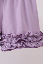 Load image into Gallery viewer, Purple floral smocked ruffle shorts set
