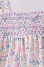 Load image into Gallery viewer, Purple floral smocked ruffle shorts set
