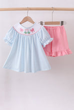 Load image into Gallery viewer, Blue golf cart smocked ruffle shorts set
