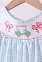 Load image into Gallery viewer, Blue golf cart smocked ruffle shorts set

