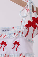 Load image into Gallery viewer, Baseball applique ruffle gingham bubble
