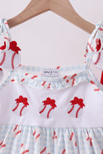 Load image into Gallery viewer, Baseball applique ruffle gingham shorts set
