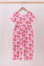Load image into Gallery viewer, Pink bow baseball bamboo jumpsuit
