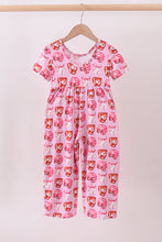 Load image into Gallery viewer, Pink bow baseball bamboo jumpsuit

