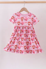 Load image into Gallery viewer, Pink bow baseball bamboo dress
