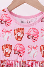 Load image into Gallery viewer, Pink bow baseball bamboo dress
