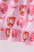 Load image into Gallery viewer, Pink bow baseball bamboo dress
