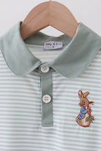 Load image into Gallery viewer, Sage bunny embroidery stripe shirt
