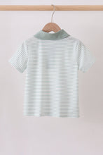 Load image into Gallery viewer, Sage bunny embroidery stripe shirt
