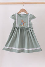 Load image into Gallery viewer, Sage bunny embroidery dress
