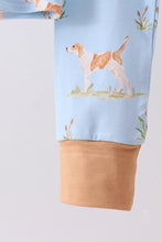 Load image into Gallery viewer, Blue puppy print bamboo pajama set
