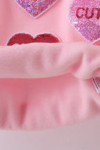Load image into Gallery viewer, Pink heart love smile sequin fleece mom&amp;me sweatshrit
