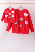 Load image into Gallery viewer, Red heart love smile sequin fleece mom&amp;me sweatshrit
