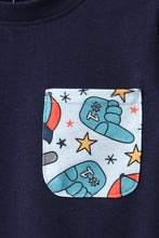 Load image into Gallery viewer, Navy baseball print shorts set
