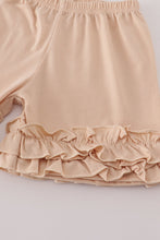 Load image into Gallery viewer, Beige french knot ruffle shorts set
