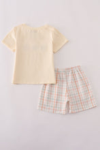 Load image into Gallery viewer, Neutral plaid french knot shorts set

