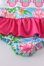 Load image into Gallery viewer, Pink floral character applique girl swimsuit
