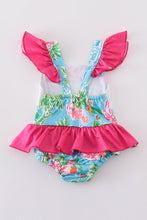 Load image into Gallery viewer, Pink floral character applique girl swimsuit
