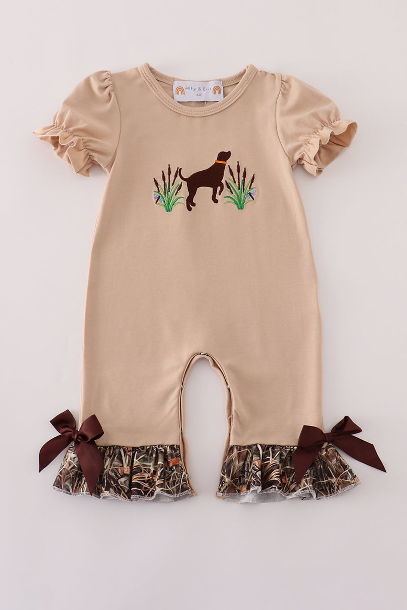 Camouflage hound embroidery ruffle bubble