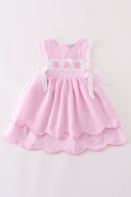 Load image into Gallery viewer, Pink pumpkin embroidery seersucker ruffle dress
