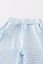 Load image into Gallery viewer, Blue pumpkin embroidery plaid boy set

