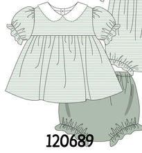 Load image into Gallery viewer, Sage stripe girl bloomer set
