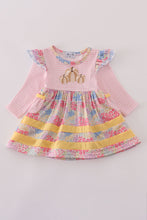 Load image into Gallery viewer, Pink floral pumpkin embroidery ruffle bubble
