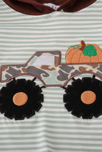 Load image into Gallery viewer, Camouflage truck pumpkin applique stripe hoodie set
