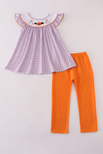 Load image into Gallery viewer, Purple Halloween pumpkin ghost embroidery pants set

