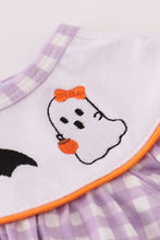 Load image into Gallery viewer, Purple Halloween pumpkin ghost embroidery pants set
