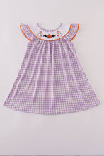 Load image into Gallery viewer, Purple Halloween pumpkin ghost embroidery dress
