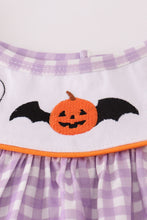 Load image into Gallery viewer, Purple Halloween pumpkin ghost embroidery dress
