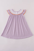 Load image into Gallery viewer, Purple Halloween pumpkin ghost embroidery dress

