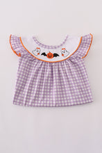 Load image into Gallery viewer, Purple Halloween pumpkin ghost embroidery dress

