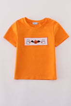 Load image into Gallery viewer, Orange Halloween pumpkin ghost embroidery top
