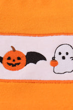 Load image into Gallery viewer, Orange Halloween pumpkin ghost embroidery top
